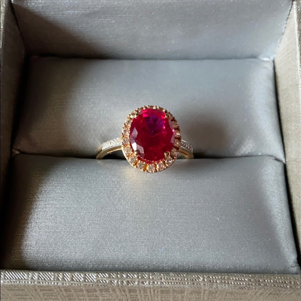 Zales 10K Yellow Gold Ring with Garnet Stone
